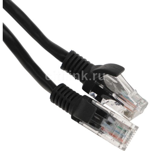 Патч-корд CABLEXPERT PP12-1.5M/BK литой (molded), UTP, кат.5E, 1.5м, 4 пары, 26AWG, алюминий омедненный, многожильный, черный