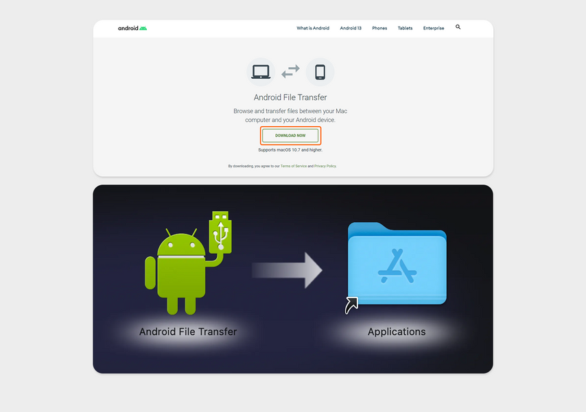 Установка Android File Transfer на macOS
