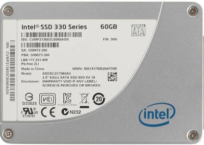 SSD накопитель Intel 330 Series SSDSC2CT060A3K5 60ГБ, 2.5", SATA III [ssdsc2ct060a3k5 921603]