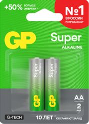 AA Батарейка GP Super Alkaline 15AA21-2CRSBC2, 2 шт.