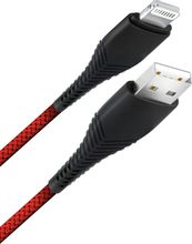 Изображение товара Кабель BORASCO Fishbone,  Lightning (m) -  USB (m),  1м,  в оплетке,  3A,  красный [50185]