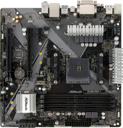 Материнская плата ASRock B450M PRO4-F R2.0, SocketAM4, AMD B450, mATX, Ret