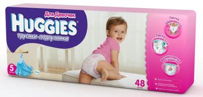 Характеристики Huggies трусики для девочек 5 Mega, 13-17 кг, 48 шт [01 ...