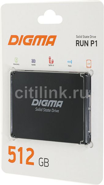 SSD накопитель Digma Run P1 DGSR2512GP13T 512ГБ, 2.5", SATA III,  SATA,  rtl