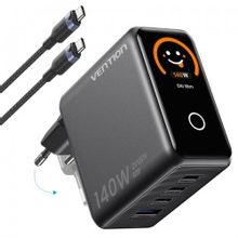 Изображение товара Сетевое зарядное устройство VENTION TZ-FCOH0-EU, USB-A, 3xUSB-C, USB-C, 140Вт, 5A, черный Изображение товара Сетевое зарядное устройство VENTION TZ-FCOH0-EU, USB-A, 3xUSB-C, USB-C, 140Вт, 5A, черный