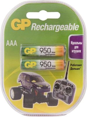AAA Аккумуляторная батарейка GP 95AAAHC,  2 шт. 950мAч