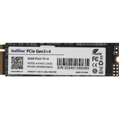 256ГБ SSD накопитель INDILINX IND-4XN80S M.2 2280, PCIe 3.0 x4, NVMe, M.2 [ind-4xn80s256gx]