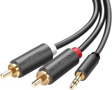 Изображение товара Кабель UGREEN AV102 Jack 3.5F на 2xRCA M ферритовый фильтр 0.25м серый