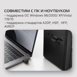 Bluetooth адаптер Buro BU-BT530 BT 5.3+EDR class 1.5, USB, 20м, черный