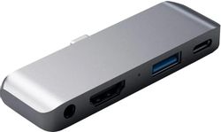 Изображение товара Адаптер  Satechi,  USB Type-C (m) -  USB (f)/USB Type-C (f)/HDMI(f)/Jack 3.5(f),  серый [st-tcmphm]