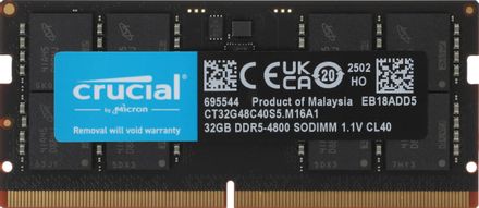 Оперативная память Crucial CT32G48C40S5 DDR5 - 1x 32ГБ 4800МГц, для ноутбуков (SO-DIMM), Ret