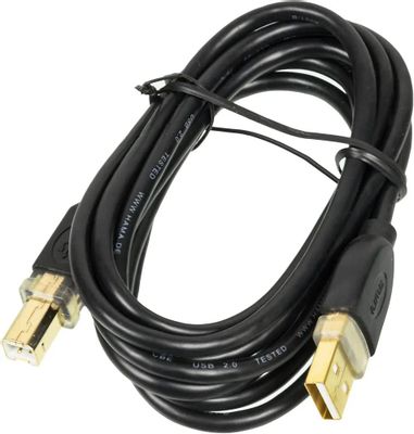 Кабель USB2.0 HAMA H-46771,  USB A(m) (прямой) -  USB B(m) (прямой),  GOLD ,  1.8м,  блистер,  черный [00046771]