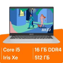 Изображение товара Ноутбук MSI Modern 14 C12MO-689RU 14 IPS i5 16ГБ 512ГБ Windows 11 Pro серебристый