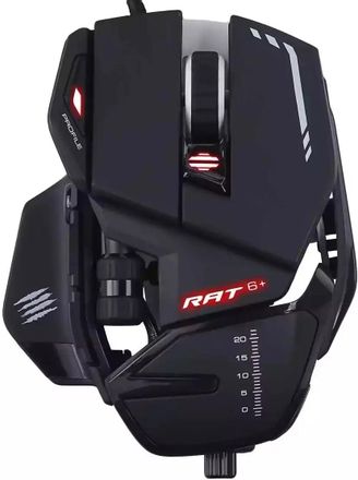 Мышь проводная MAD CATZ R.A.T.6+, игровая, оптическая, USB, 12000dpi, черный [mr04dcinbl000-0]