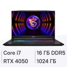 Изображение товара Игровой ноутбук MSI Katana 17 B13VEK RTX 4050, Core i7, 16ГБ DDR5, 1ТБ SSD, IPS, 17.3"