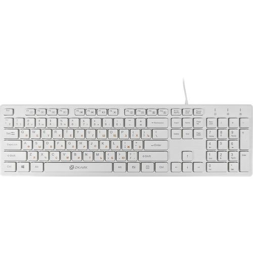 Клавиатура Oklick 500M, проводная, USB, мембранная, белый [1061586]