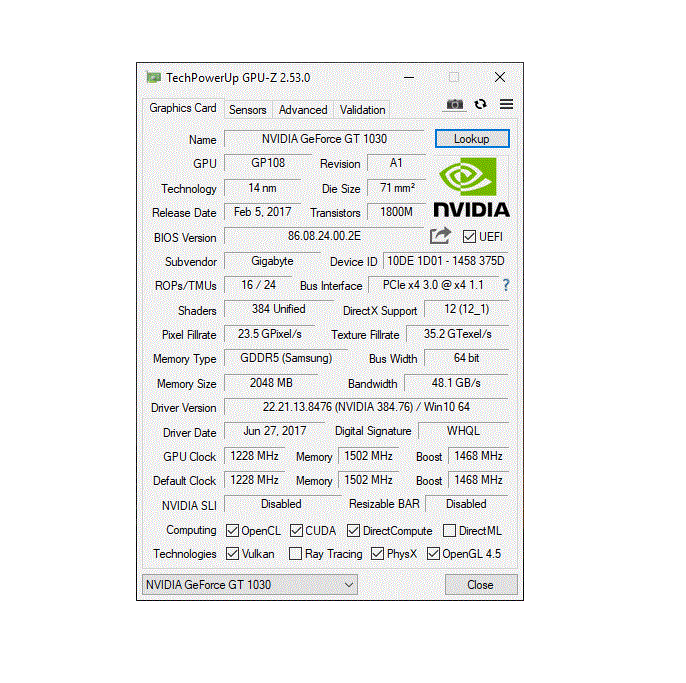 Gt 1030 gpu z deals