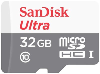 Карта памяти microSDHC UHS-I Sandisk Ultra 32 ГБ, 100 МБ/с, Class 10, SDSQUNR-032G-GN3MN,  1 шт., без адаптера