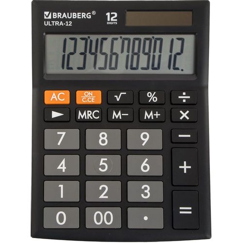 Калькулятор BRAUBERG Ultra, 12-разрядный, черный