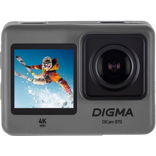 Экшн-камера Digma DiCam 870 4K, WiFi, серый [dc870]