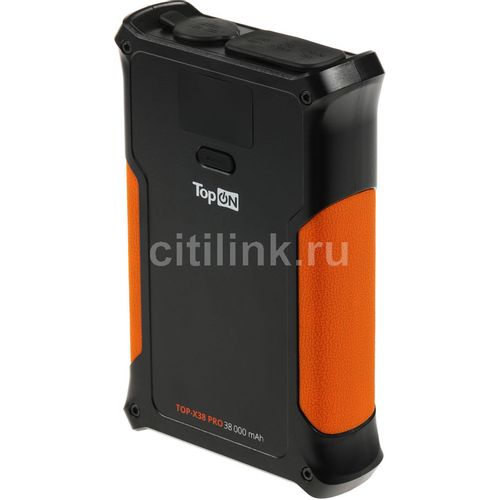 Внешний аккумулятор (Power Bank) TopON TOP-X38PRO, 38000мAч, черный/оранжевый [103362]