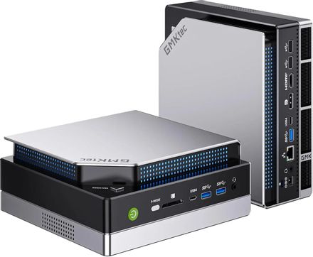 Неттоп GMKTEC Mini NucBox EVO-X2 AMD Ryzen AI Max + 395,  LPDDR5X 128ГБ, 2ТБ SSD, AMD Radeon 8060S,  CR,  Windows 11 Pro,  серебристый [evo-x2/max+395/128gb+2tb]