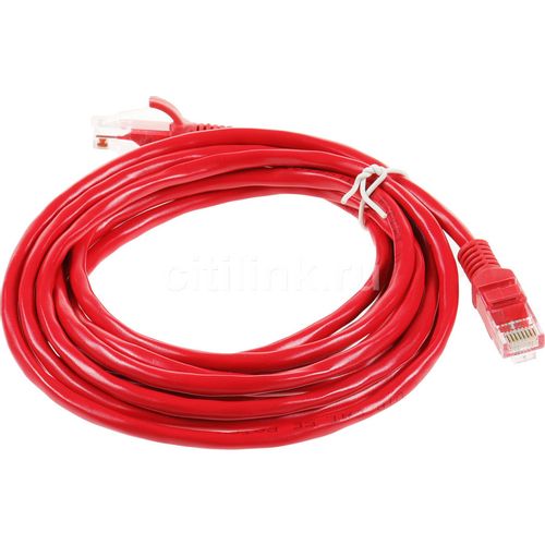 Патч-корд CABLEXPERT PP12-3M/R литой (molded), UTP, кат.5E, 3м, 4 пары, 26AWG, алюминий омедненный, многожильный, красный