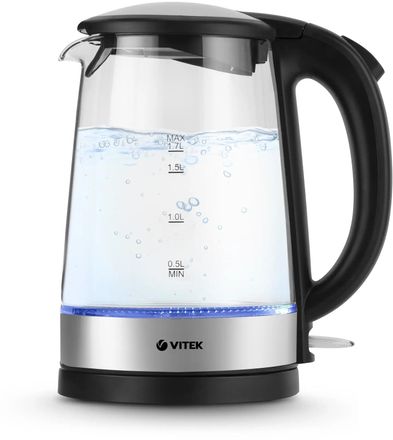 Чайник электрический Vitek VT-8807, 1.7л, стекло/металл