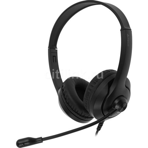 Гарнитура A4TECH Fstyler FH100, для компьютера, накладные, проводные, черный [fh100 (stone black)]