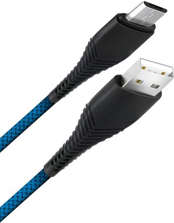 Кабель BORASCO Fishbone,  micro USB (m) -  USB (m),  1м,  3A,  синий [38501]