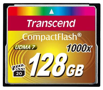 Карта памяти CF Transcend 128 ГБ, 160 МБ/с, TS128GCF1000, 1 шт., без адаптера