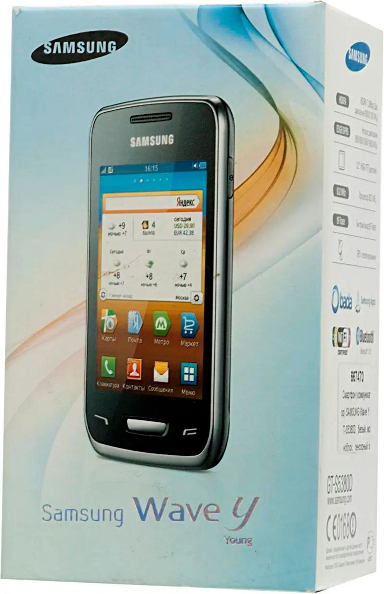 Характеристики Смартфон Samsung Wave Y GT-S5380, белый (667470) смотреть в  СИТИЛИНК