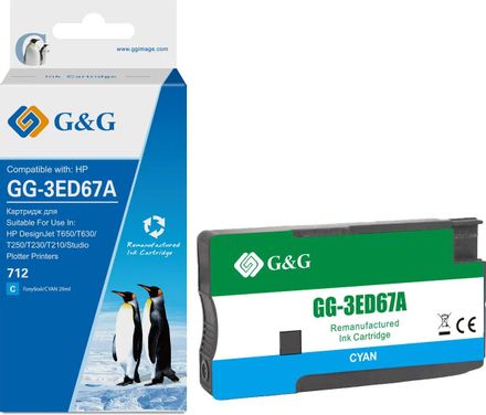 Картридж G&G GG-3ED67A, 712, голубой / GG-3ED67A