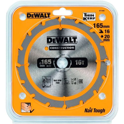 Пильный диск DeWALT DT1948-QZ, по дереву, 165мм, 1мм, 20мм