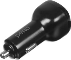 Изображение товара Автомобильное зарядное устройство PERO AC04,  2xUSB-A,  USB-C, 12Вт, 2.4A, черный [aс04tcb]