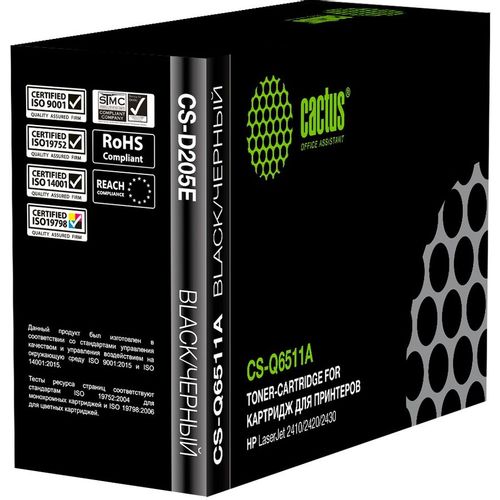 Картридж Cactus CS-Q6511A, Q6511A, черный / CS-Q6511A