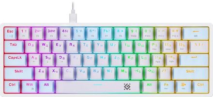 Клавиатура Defender Amox GK-585, проводная, USB, механическая, белый/бирюзовый [45585]
