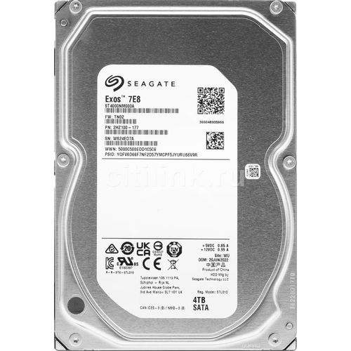 Жесткий диск Seagate Exos 7E8 ST4000NM000A, 4ТБ, HDD, SATA III, 3.5″, 7200об/мин
