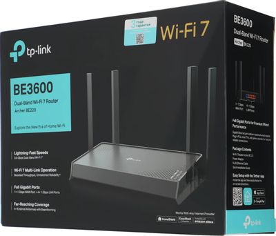 Wi-Fi роутер TP-LINK Archer BE220, Wi-Fi 7, BE3600, 2.4/5ГГц, 4