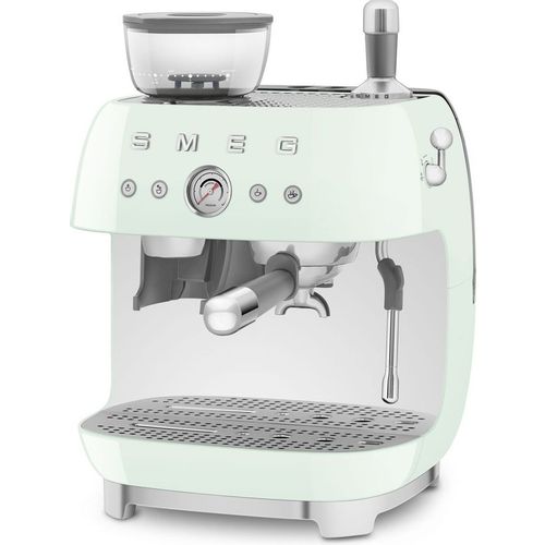 Кофемашина автоматическая SMEG EGF03PGEU, 15Бар, с ручным капучинатором, зеленый/серебристый — цена и наличие Кофемашина автоматическая SMEG EGF03PGEU, 15Бар, с ручным капучинатором, зеленый/серебристый
