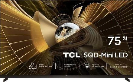 75" Телевизор TCL 75X11L QLED, 4K Ultra HD, СМАРТ ТВ, Google TV, черный