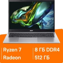 Изображение товара Ноутбук Acer Aspire 3 A314-42P-R7LU 14", IPS, AMD Ryzen 7 5700U 1.8ГГц, 8-ядерный, 8ГБ LPDDR4x, 512ГБ SSD,  AMD Radeon Graphics, без операционной системы, серебристый [nx.ksfcd.006]
