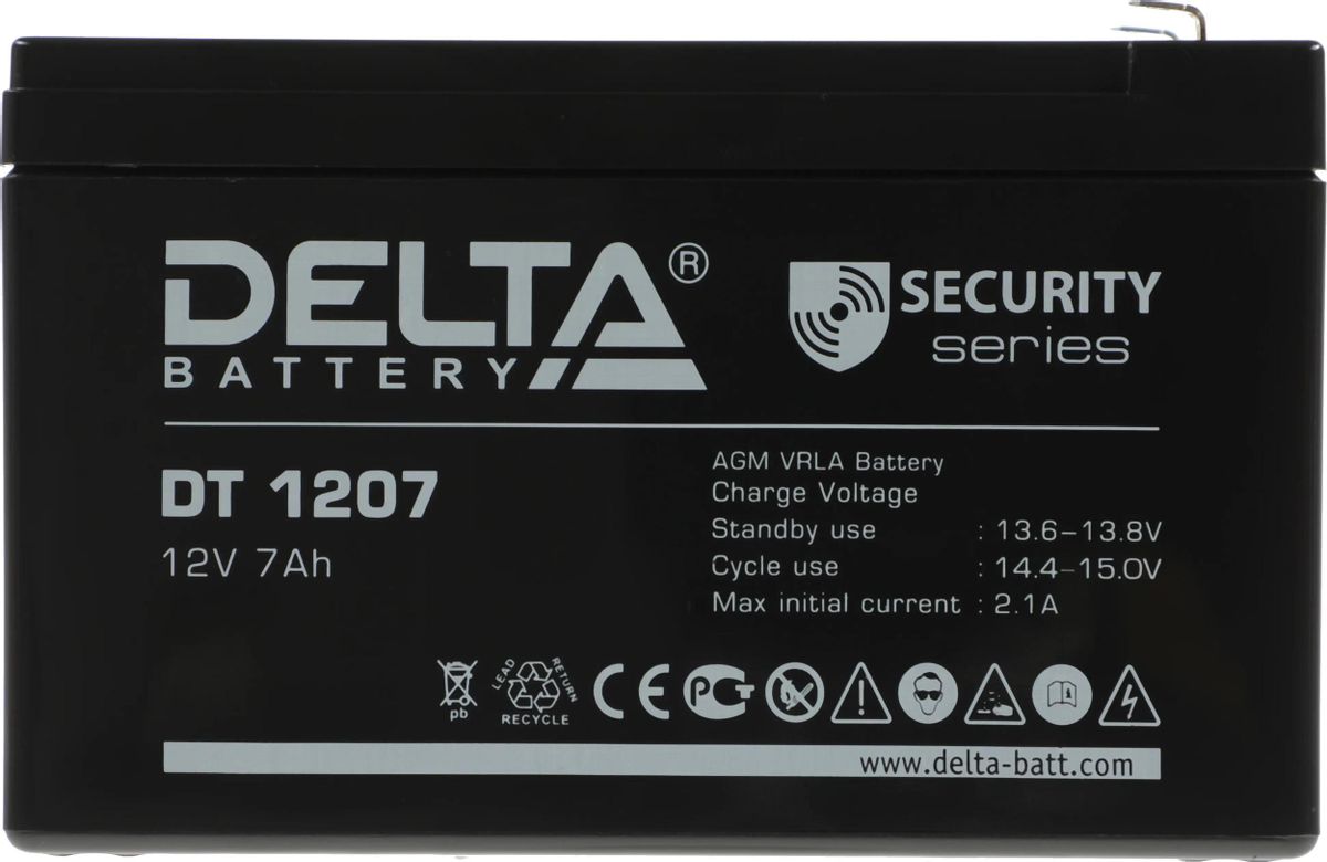 たま　1207 Аккумулятор Delta CT 1207, 12V 7Ah, 105А (150x87x93) YTX7A