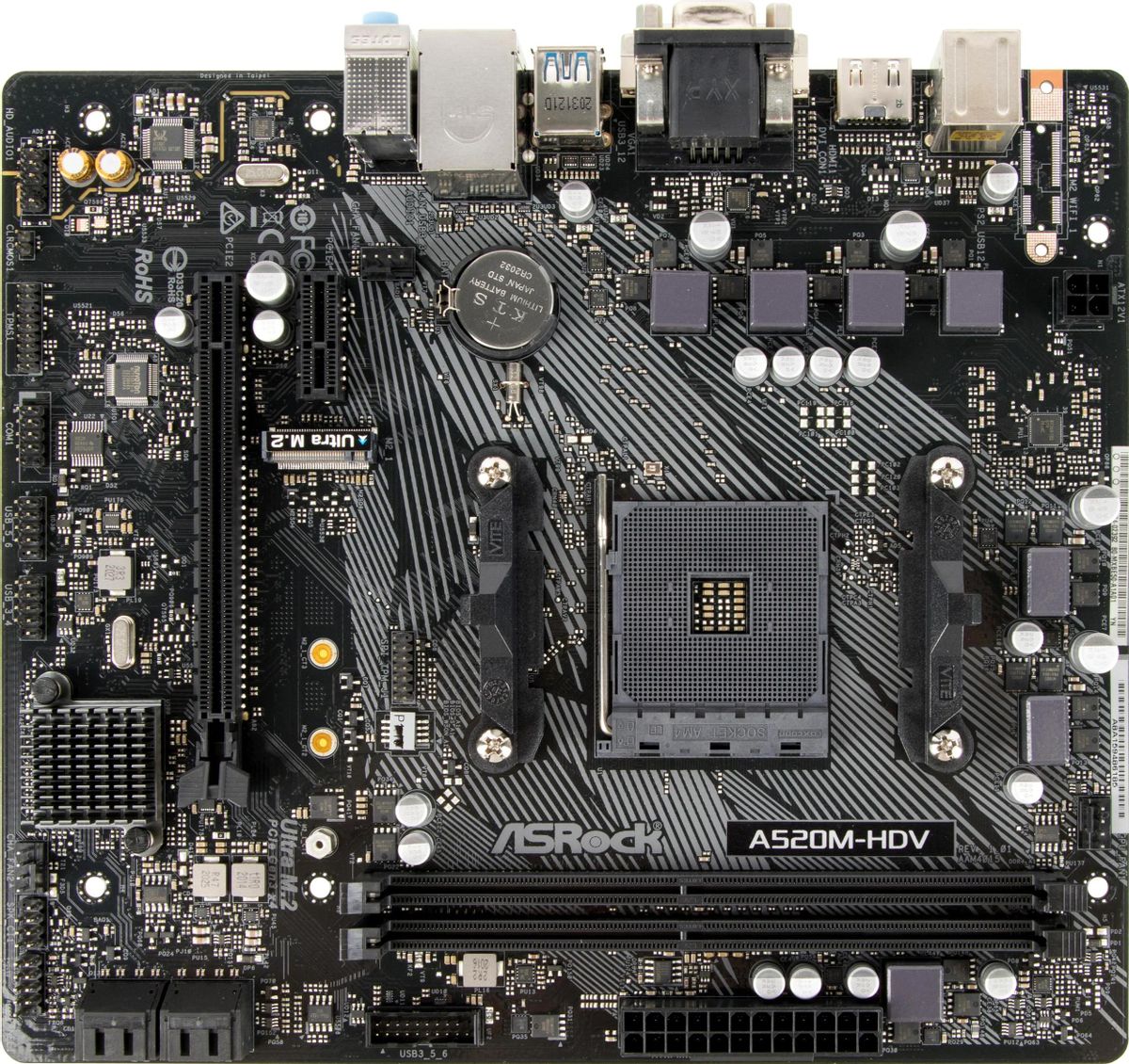 Материнская плата ASROCK A520M-HDV, SocketAM4, AMD A520, mATX, Ret – купить  в Ситилинк | 1415783