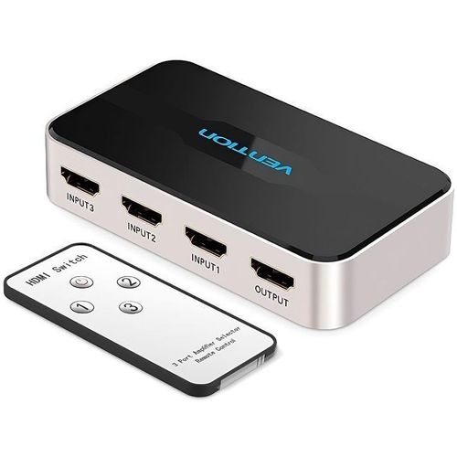 Переключатель аудио-видео VENTION 4xHDMI (f) — ver 1.4, GOLD, серебристый [affh0]