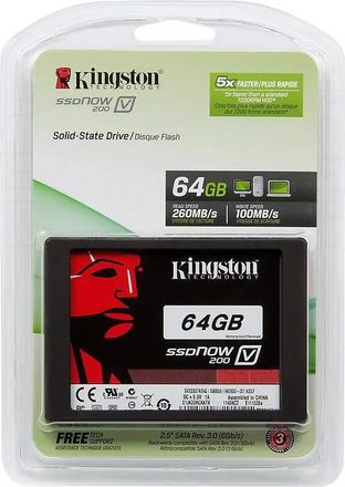 SSD накопитель Kingston V200 SV200S37A/64G 64ГБ, 2.5", SATA III