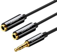 Изображение товара Кабель аудио UGREEN AV134 Jack 3.5 (m) - 2xJack 3.5 (f), 0.2 м, черный