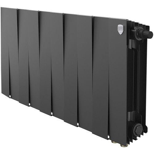 Радиатор биметаллический ROYAL THERMO Pianoforte 300 VR80, 10 секций, нижнее правое подключение, черный
