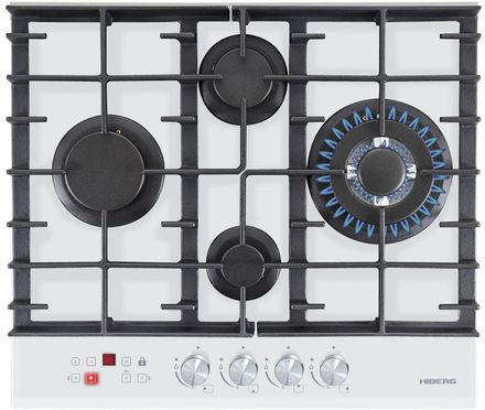Газовая варочная панель HIBERG VM 6145 W, 4 конфорки, закаленное стекло, белый
