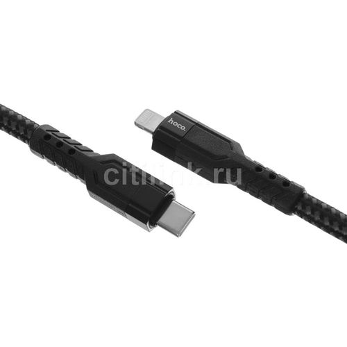 Кабель Hoco U110 iP PD, Lightning (m) — USB Type-C (m), 1.2м, 3A, черный